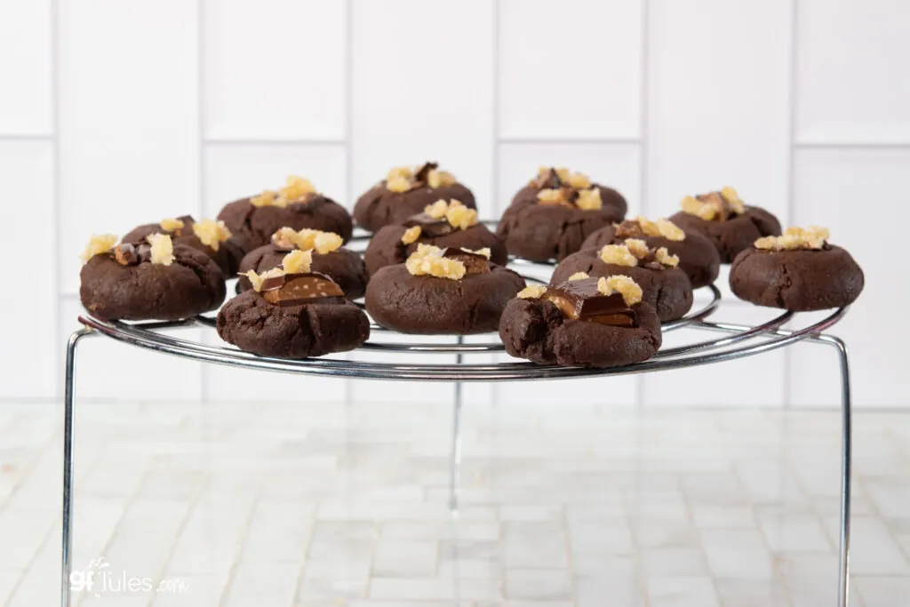 Chocolate spice cookies on rack