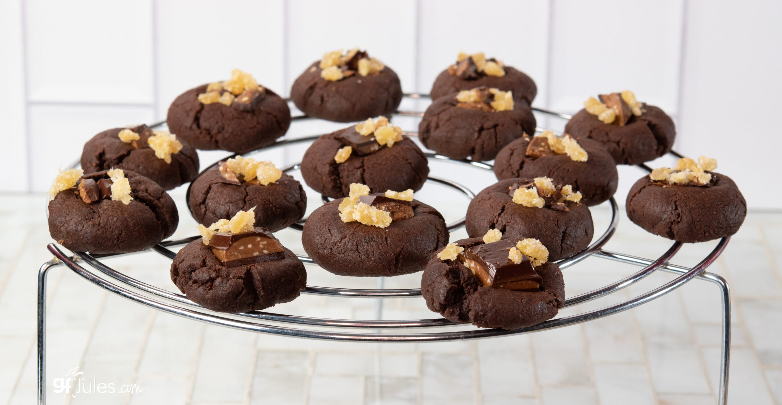 Gluten Free Chocolate Spice Cookies on rack