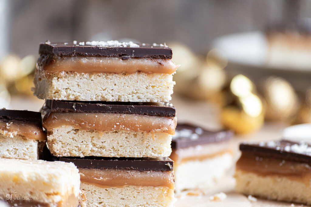 Gluten Free Millionaire Shortbread stack