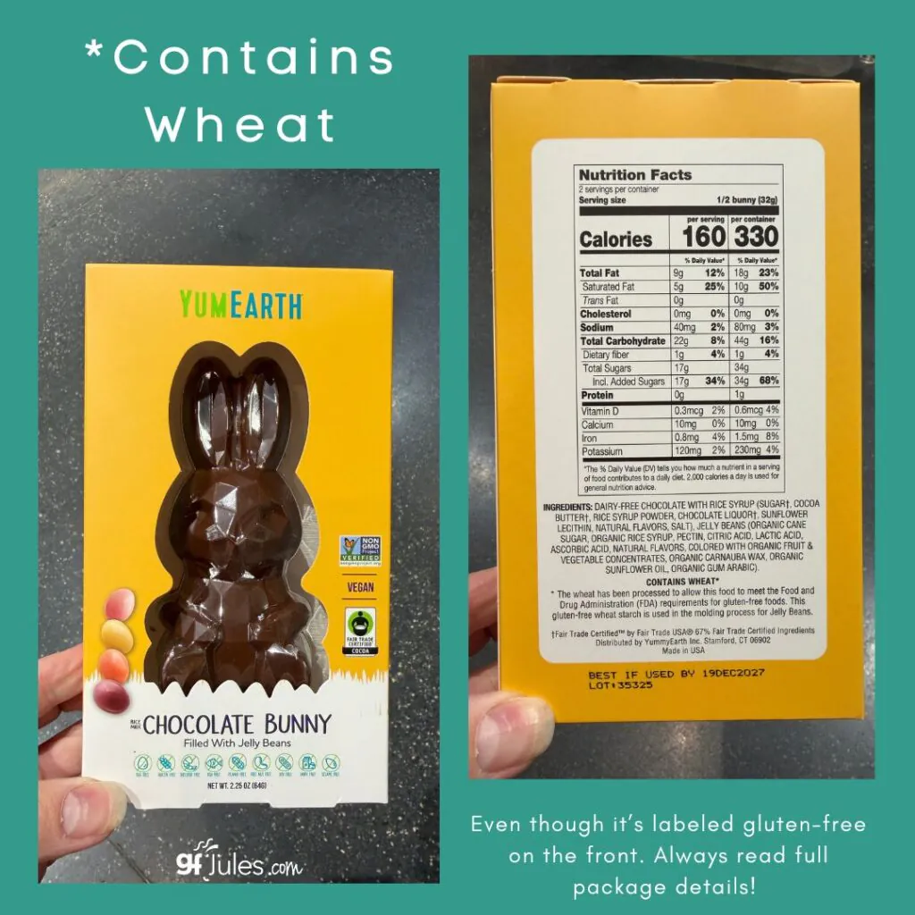 YUM Earth Easter Bunny contains wheat