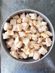 Cubed french toast casserole with butter