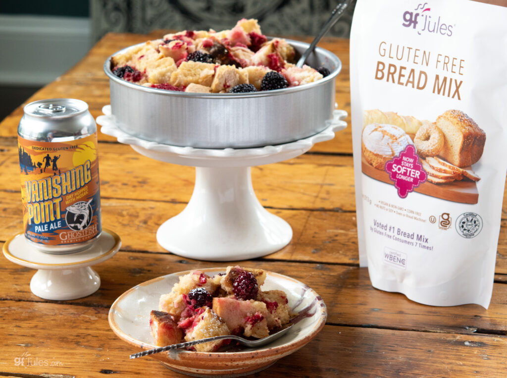 ghostfish gluten free beer and gfJules bread mix make delicious gluten free french toast casserole