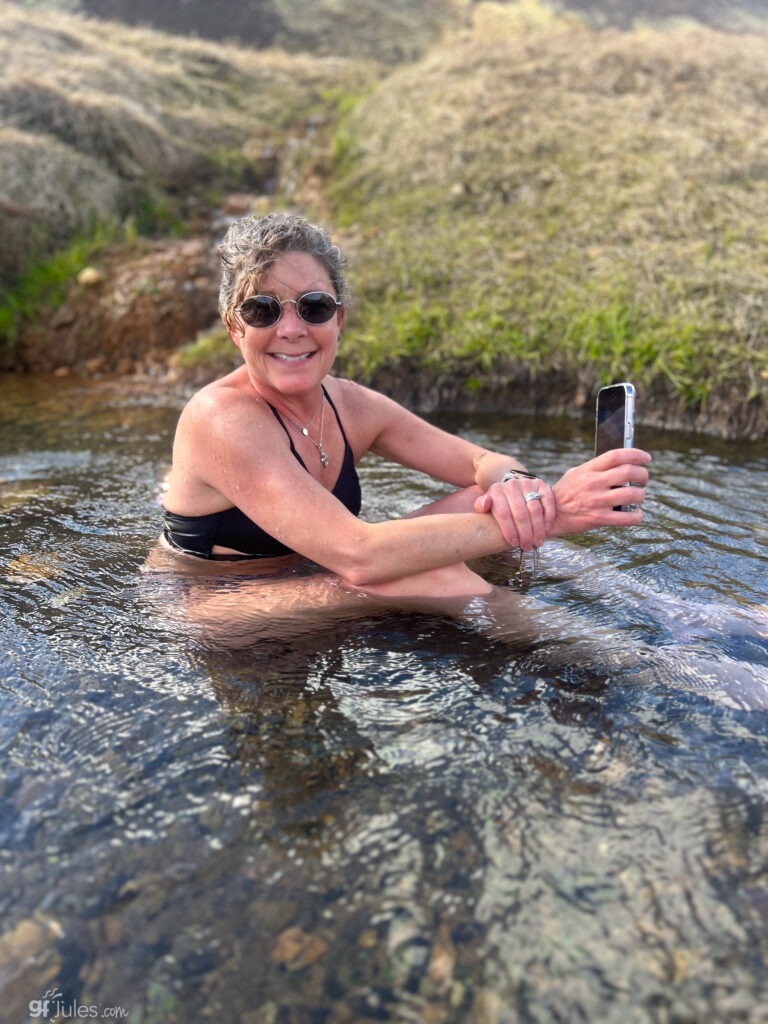 sitting in thermal river