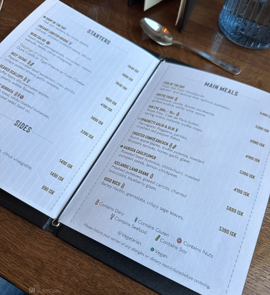 Hotel Vik menu