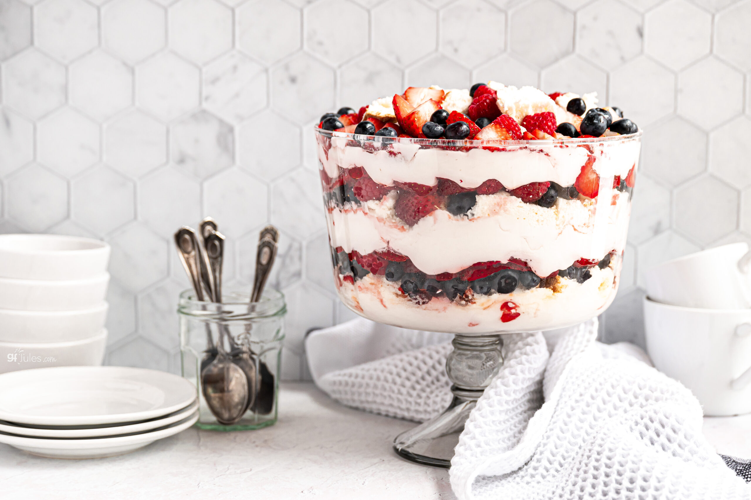 Gluten Free Berry Trifle with spoons
