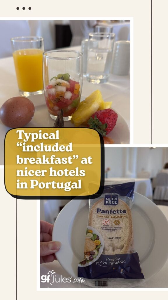 Typical gluten free hotel breakfast in Portugal