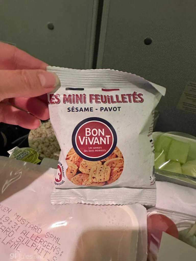Air France gluten free meal containing wheat crackers