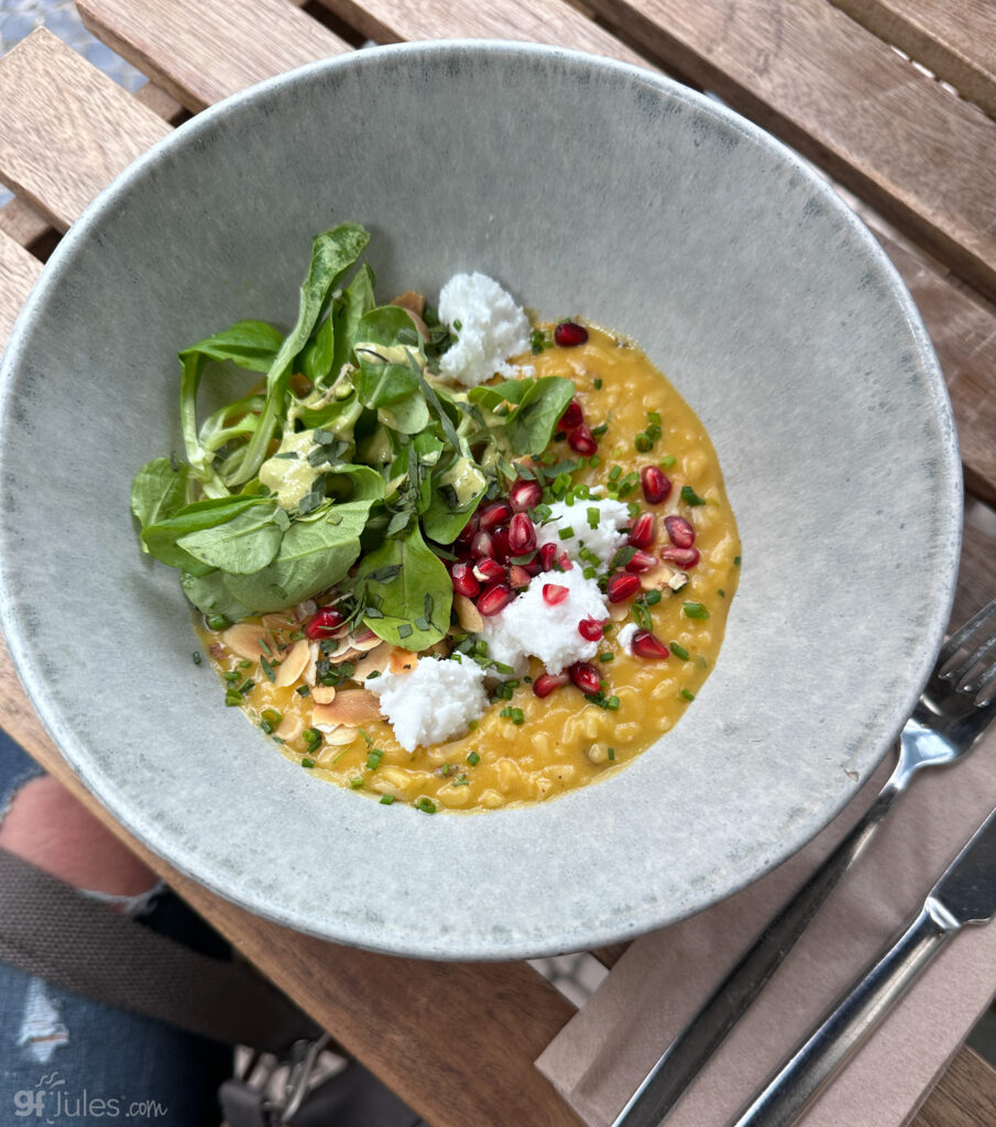 Gluten free dining in Lisbon Portugal – safe restaurant options like vegan risotto