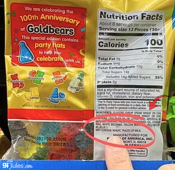 Haribo Gummy Bears May Contain Wheat