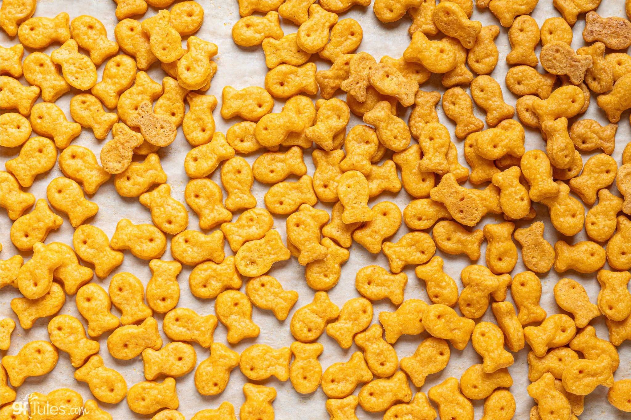 gluten free vegan goldfish crackers spilled out on counter