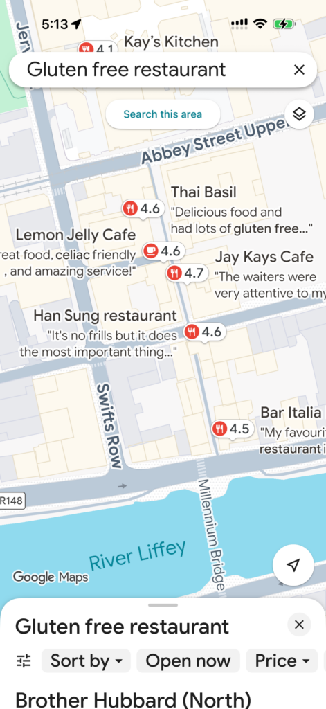 gluten free near me google maps dublin