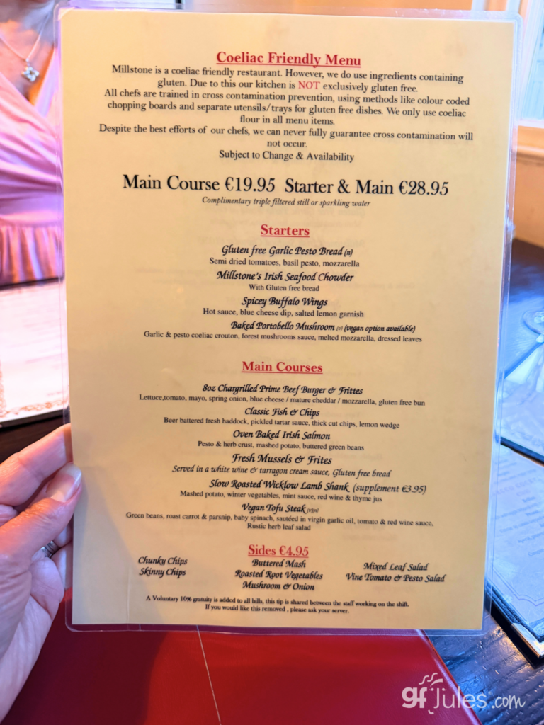 coeliac menu in ireland