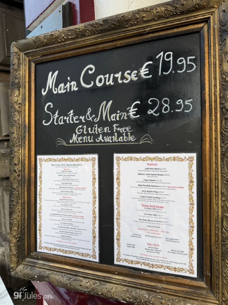 Gluten Free Menu available Ireland