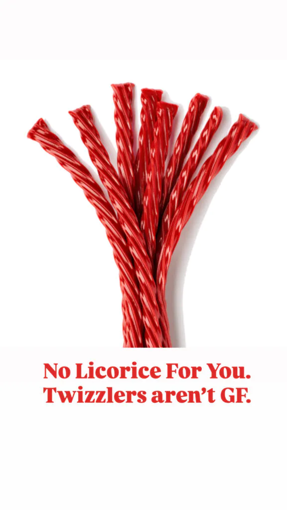 Twizzlers Licorice contains gluten